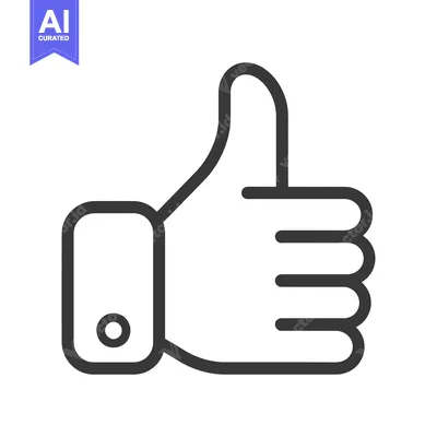 Aset premium populer: Black and White Line Drawing of a Thumbs Up Gesture