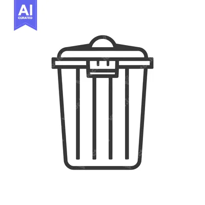 Aset premium populer: Black and White Line Drawing of a Trash Can