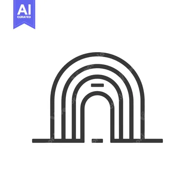 Aset premium populer: Black and White Line Drawing of a Tunnel Entrance