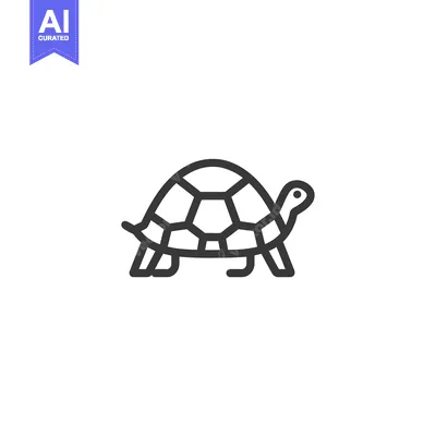 Aset desain premium: Black and White Line Drawing of a Turtle