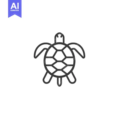 Aset desain premium: Black and White Line Drawing of a Turtle