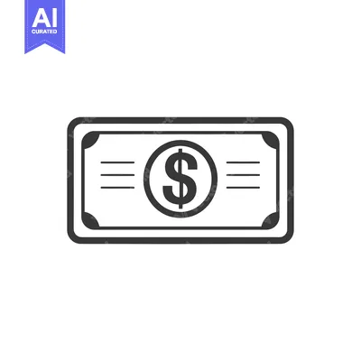 Premium design asset: Black and White Line Drawing of a US Dollar Bill