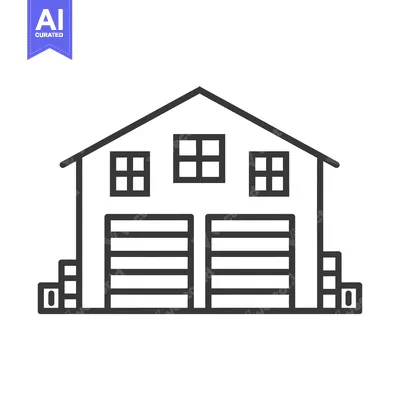 Aset premium populer: Black and White Line Drawing of a Warehouse Building