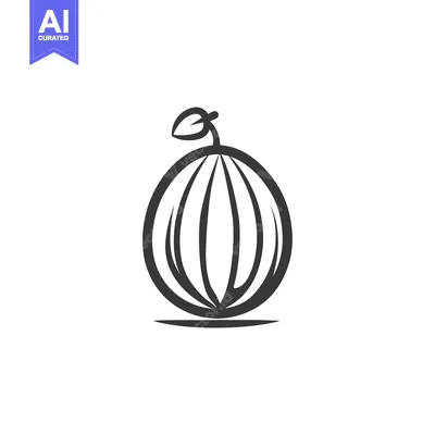 Aset desain premium: Black and White Line Drawing of a Watermelon