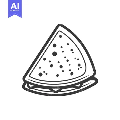 Aset desain premium: Black and White Line Drawing of a Watermelon Slice
