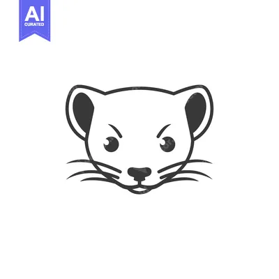 Popular premium asset: Black and White Line Drawing of a Weasel's Head