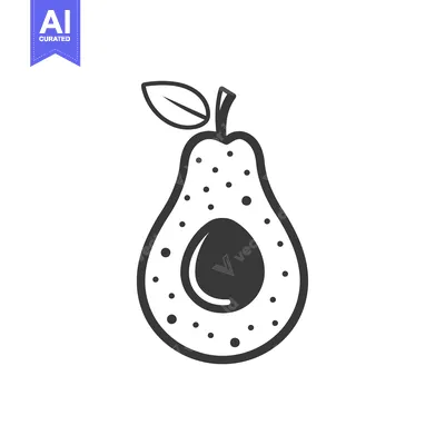 Popular premium asset: Black and White Line Drawing of a Whole Avocado with a Seed