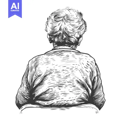 Aset premium populer: Black and White Line Drawing of a Woman's Back