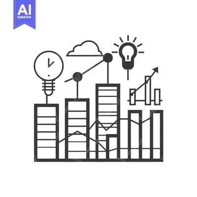 Popular premium asset: Black and White Line Drawing of Business Growth and Innovation