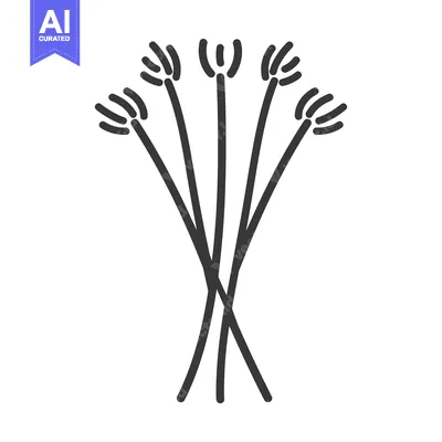 Premium design asset: Black and White Line Drawing of Four Grass Stalks