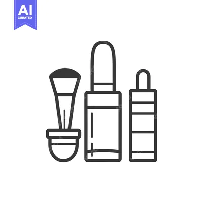 Aset premium populer: Black and White Line Drawing of Makeup Items