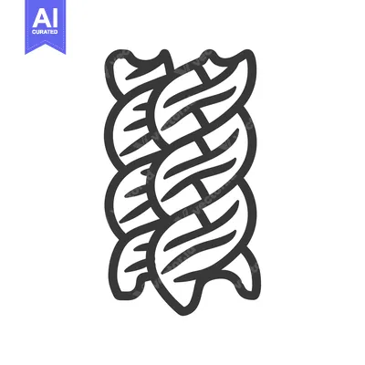 Premium design asset: Black and White Line Drawing of Rotini Pasta
