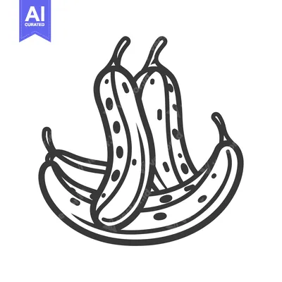 Aset premium populer: Black and white line drawing of three cucumbers