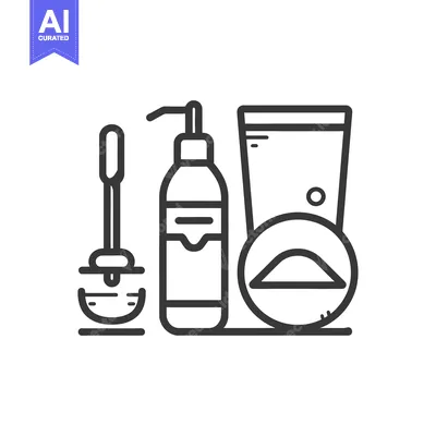 Popular premium asset: Black and White Line Drawing of Toiletries