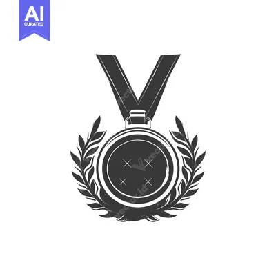 Black and White Medallion with Laurel Wreath