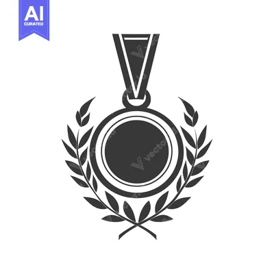 Aset desain premium: Black and White Medallion with Laurel Wreath