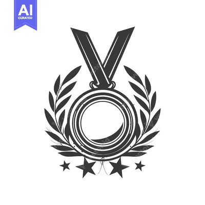 Aset premium populer: Black and White Medallion with Laurel Wreath and Stars