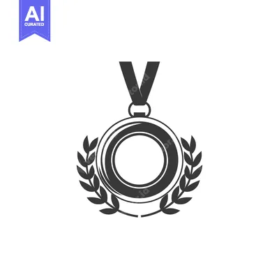 Aset premium populer: Black and White Medal with Laurel Wreath and Ribbon