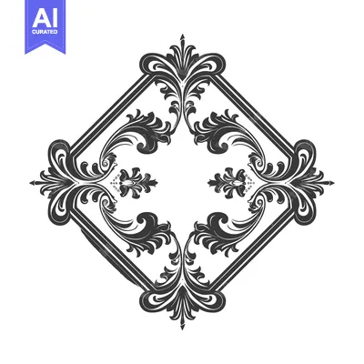Aset desain premium: Black and White Ornamental Design in a Diamond Shape