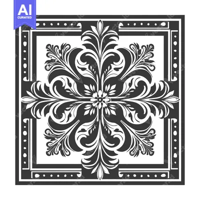 Aset premium populer: Black and White Ornamental Design with a Square Frame