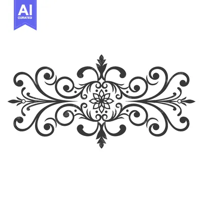Aset premium populer: Black and White Ornamental Design with Swirls and a Floral Center