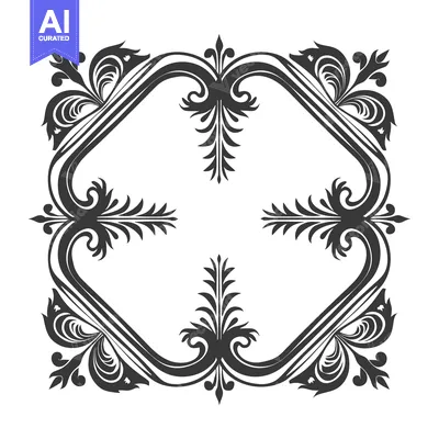 Premium design asset: Black and White Ornamental Floral Frame Design