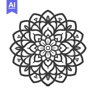 Premium design asset: Black and White Ornamental Mandala with Intricate Floral Design