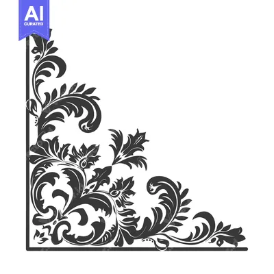 Aset premium populer: Black and White Ornate Floral Corner Design