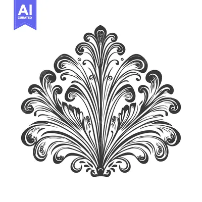 Premium design asset: Black and White Ornate Floral Design