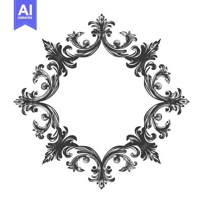 Aset premium populer: Black and White Ornate Floral Frame with Square Center
