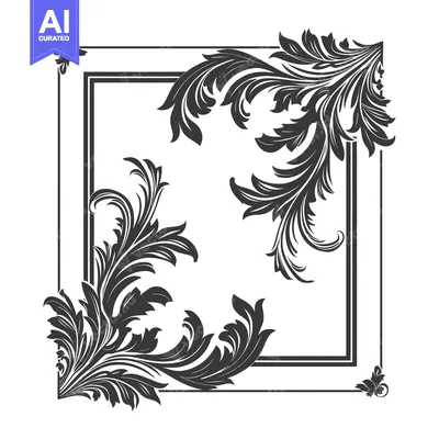 Popular premium asset: Black and White Ornate Frame with Floral Motifs