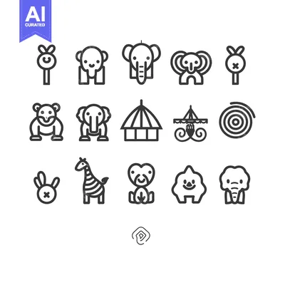 Popular premium asset: Black and White Outline Animal and Carnival Icons