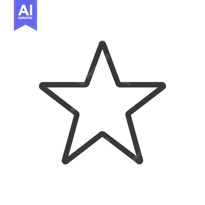 Aset desain premium: Black and white outlined five-pointed star