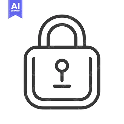 Premium design asset: Black and white outline drawing of a closed padlock