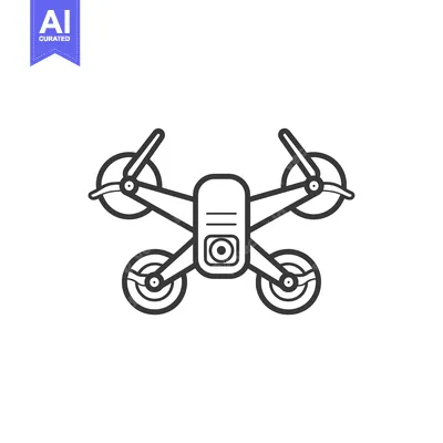 Aset premium populer: Black and White Outline Drawing of a Drone with Four Propellers