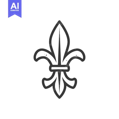 Aset premium populer: Black and White Outline Drawing of a Fleur-de-lis