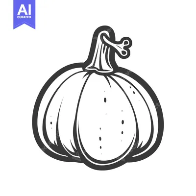 Premium design asset: Black and White Outline Drawing of a Pumpkin