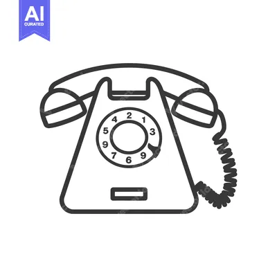 Aset premium populer: Black and White Outline Drawing of a Rotary Phone
