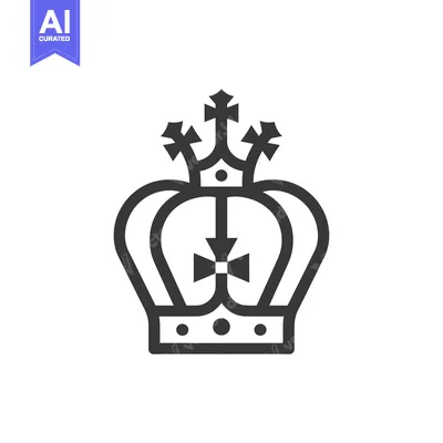 Popular premium asset: Black and white outline drawing of a royal crown