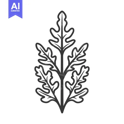 Aset premium populer: Black and white outline drawing of a single plant with multiple leaves