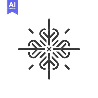 Aset premium populer: Black and white outline geometric snowflake design