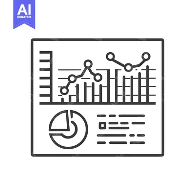Black and White Outline Graphic of Data Analytics