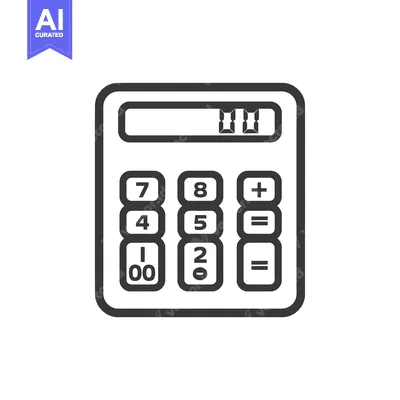Aset desain premium: Black and White Outline Icon of a Calculator