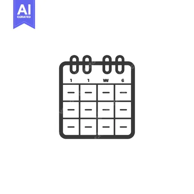 Aset premium populer: Black and white outline icon of a calendar with dates