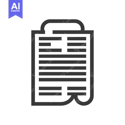Black and white outline icon of a document with a curled corner