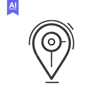 Aset premium populer: Black and White Outline Icon of a GPS Location Pin with a Circle Insid