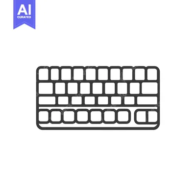 Black and white outline icon of a keyboard