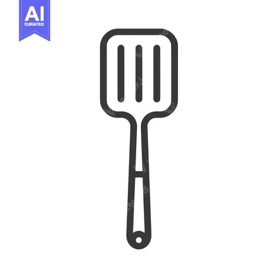 Premium design asset: Black and white outline icon of a kitchen spatula