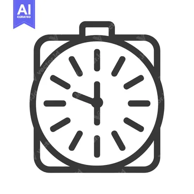 Aset premium populer: Black and white outline icon of an analog clock with hands