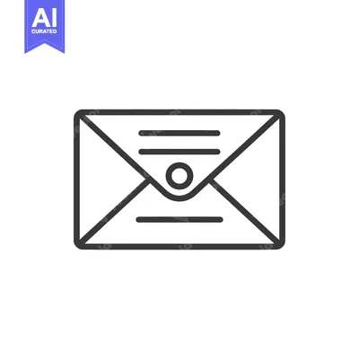 Aset desain premium: Black and white outline icon of a sealed envelope